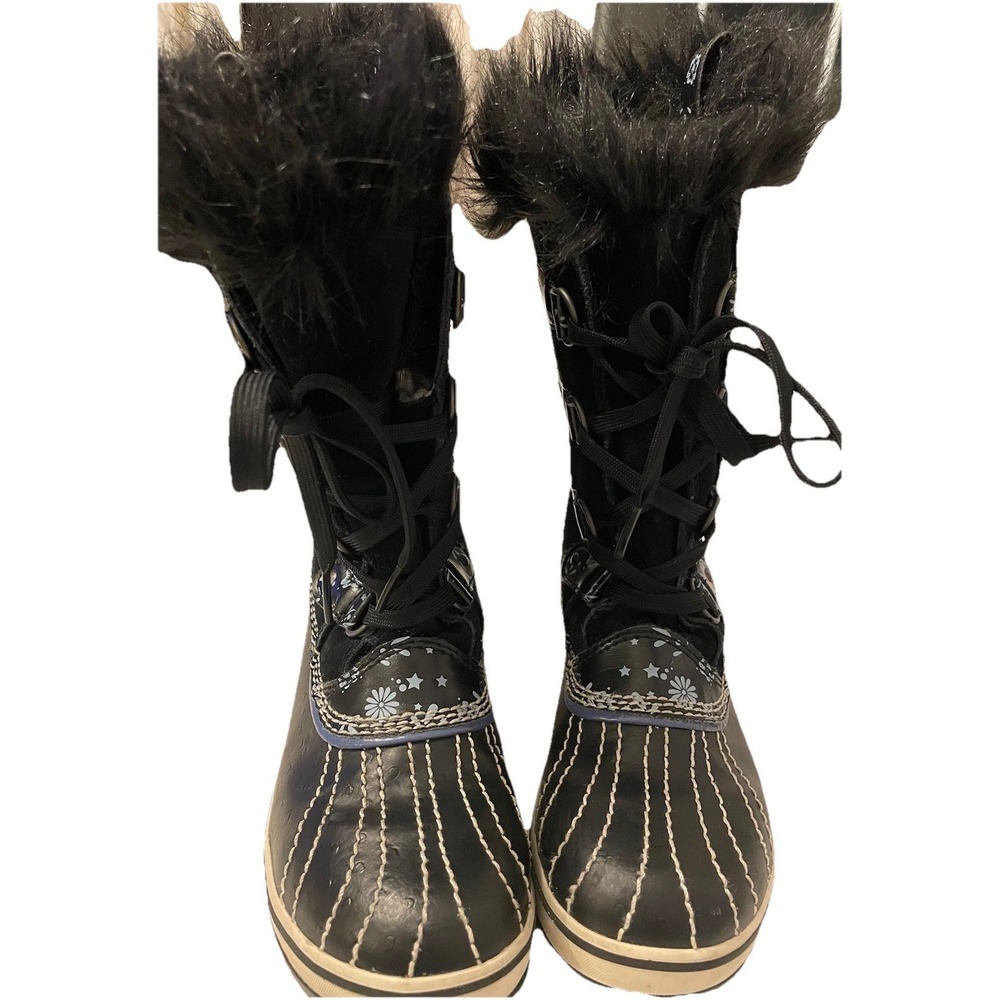 SOREL Joan Of Arctic Floral Faux Fur Y2K Winter Duck Boots Size 4 - Picture 3 of 10